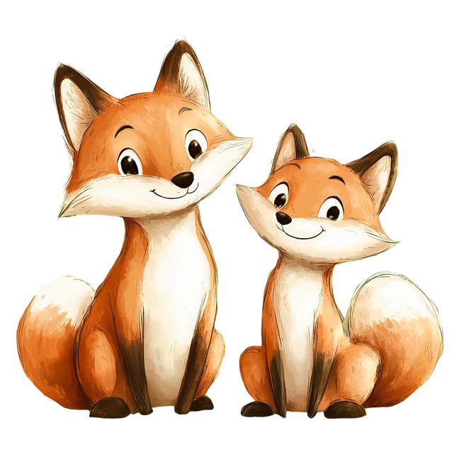 Pair of Foxes 100% Cotton Fabric Panel Block R18244