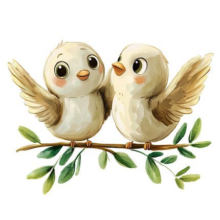 Pair of Birds 100% Cotton Fabric Panel Block R18330