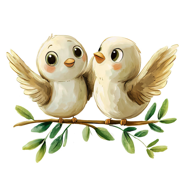 Pair of Birds 100% Cotton Fabric Panel Block R18330