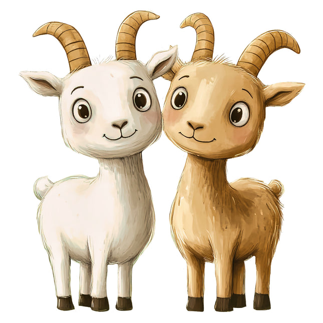Pair of Goats 100% Cotton Fabric Panel Block R18523