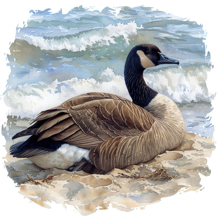 A digitally printed 100% cotton fabric panel featuring a goose