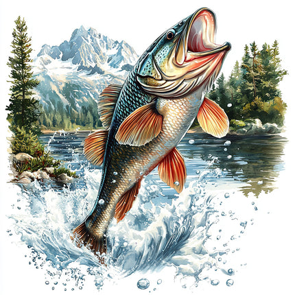 Leaping Fish 100% Cotton Fabric Panel Block R2022