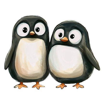 Pair of Penguins 100% Cotton Fabric Panel Block R20332