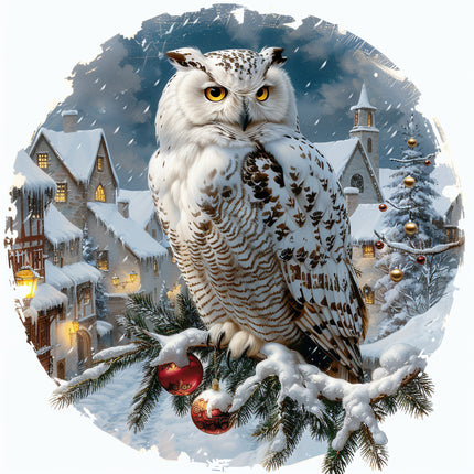 Snow Owl 100% Cotton Fabric Panel Block R2038