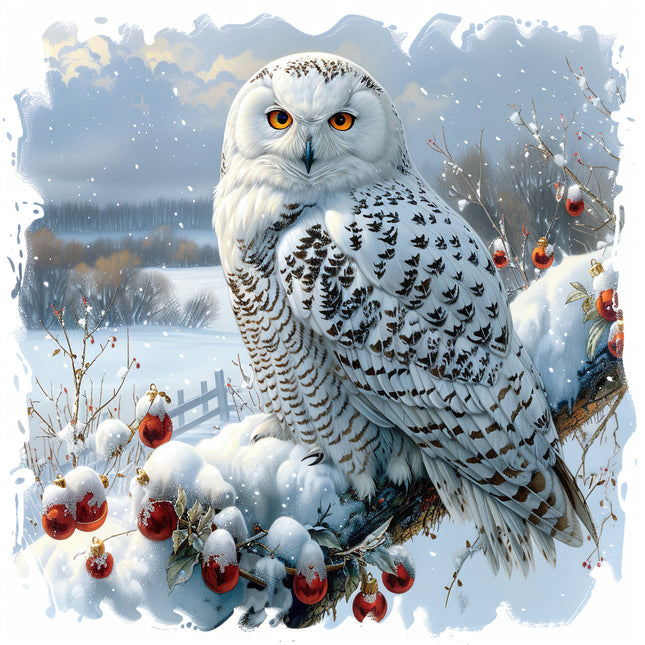 Snow Owl 100% Cotton Fabric Panel Block R2051