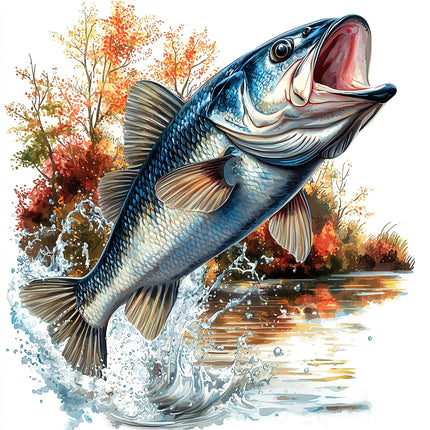 Leaping Fish 100% Cotton Fabric Panel Block R2061