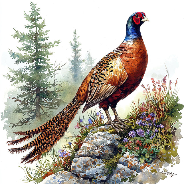 A fabric panel featuring a digitally printed pheasant 