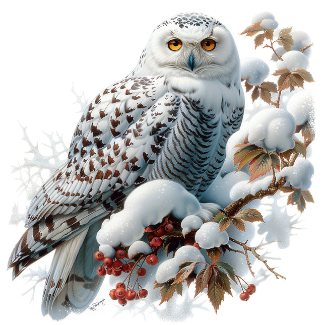 Snow Owl 100% Cotton Fabric Panel Block R2094