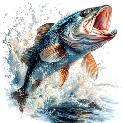 Leaping Fish 100% Cotton Fabric Panel Block R2101