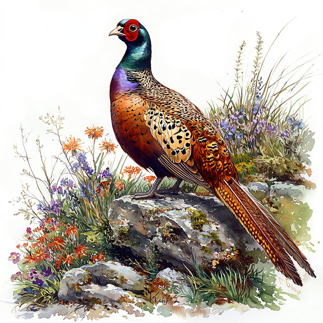 Pheasant 100% Cotton Fabric Panel Block R2104