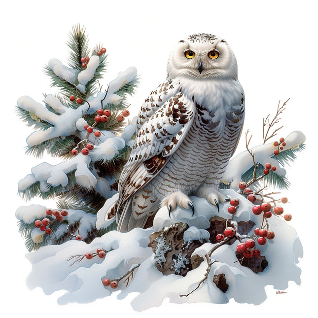 Snow Owl 100% Cotton Fabric Panel Block R2105