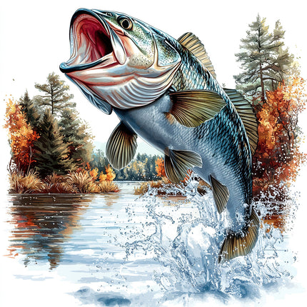 Leaping Fish 100% Cotton Fabric Panel Block R2110