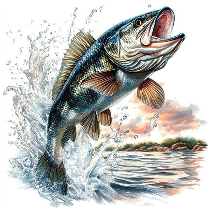 Leaping Fish 100% Cotton Fabric Panel Block R2113