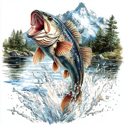 Leaping Fish 100% Cotton Fabric Panel Block R2125