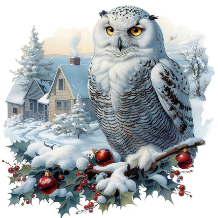 Snow Owl 100% Cotton Fabric Panel Block R2132
