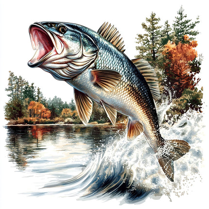 Leaping Fish 100% Cotton Fabric Panel Block R2133