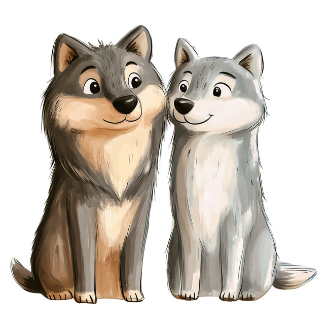 Pair of Wolves 100% Cotton Fabric Panel Block R21521