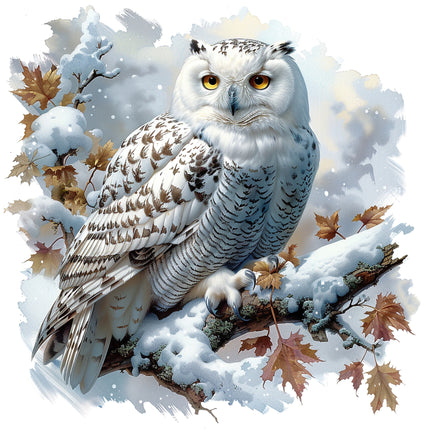 Snow Owl 100% Cotton Fabric Panel Block R2152