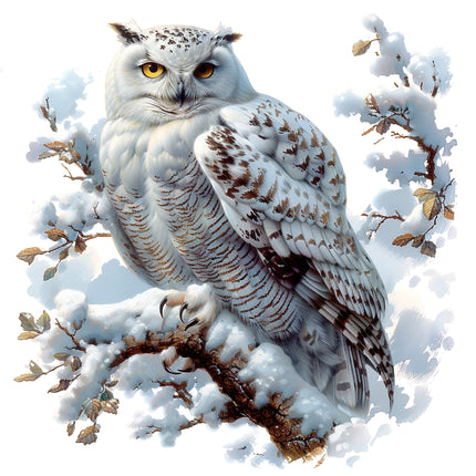 Snow Owl 100% Cotton Fabric Panel Block R2154