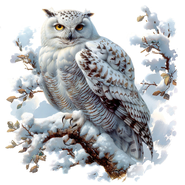 Snow Owl 100% Cotton Fabric Panel Block R2154