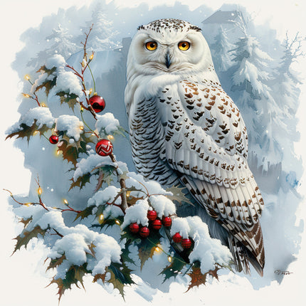 Snow Owl 100% Cotton Fabric Panel Block R2155