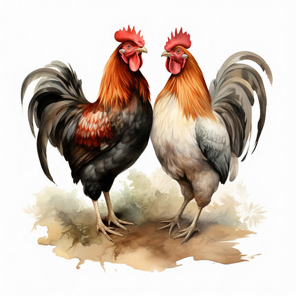 Roosters 100% Cotton Fabric Panel Block R2163