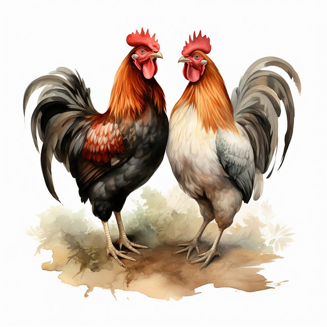 Roosters 100% Cotton Fabric Panel Block R2163