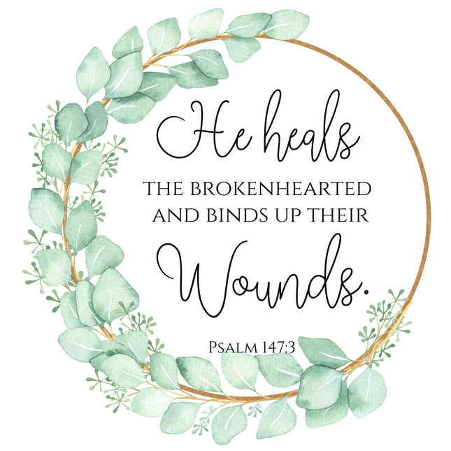 Psalm 147:3 Scripture 100% Cotton Fabric Panel Block R2175