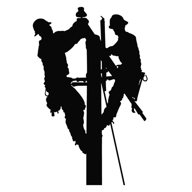 Lineman Silhouette 100% Cotton Fabric Panel Block R23400