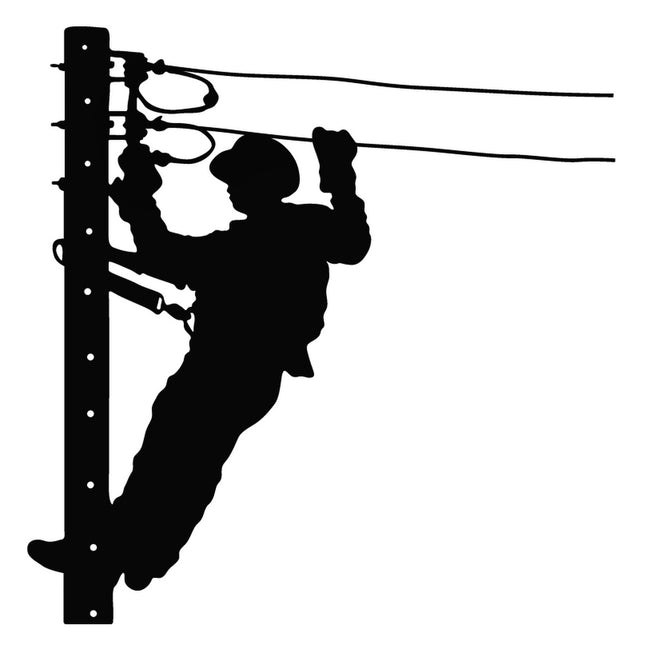 Lineman Silhouette 100% Cotton Fabric Panel Block R23600