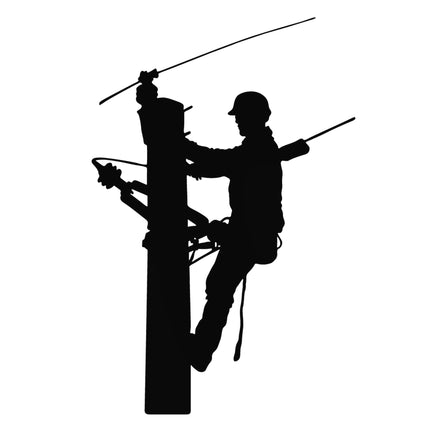 Lineman Silhouette 100% Cotton Fabric Panel Block R23700