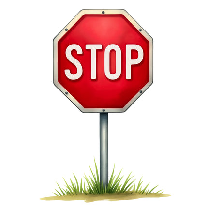 Stop Sign 100% Cotton Fabric Panel Block R24642