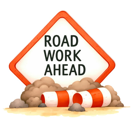 Road Work Ahead 100% Cotton Fabric Panel Block R25221