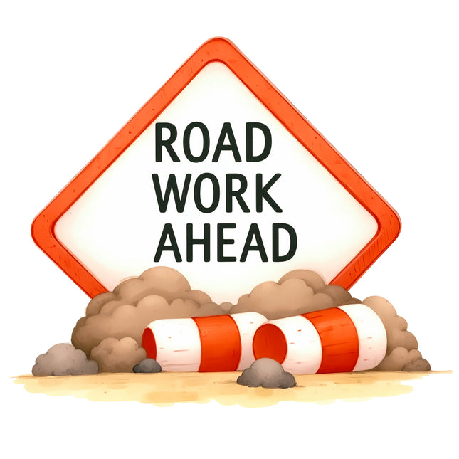Road Work Ahead 100% Cotton Fabric Panel Block R25221