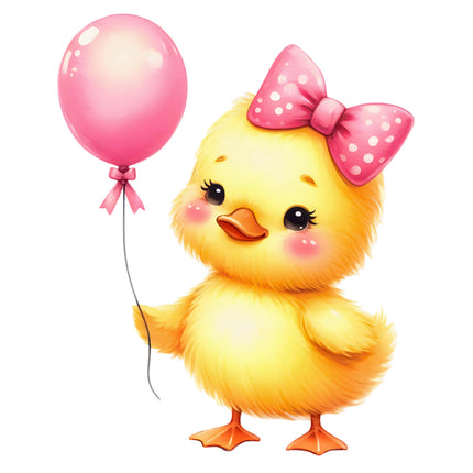 Cartoon chick with a pink bow fabric panel