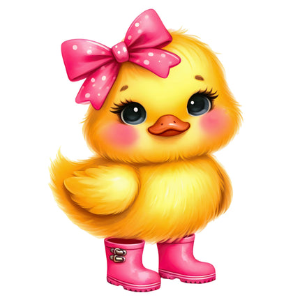 duckling with a pink bow fabric panel