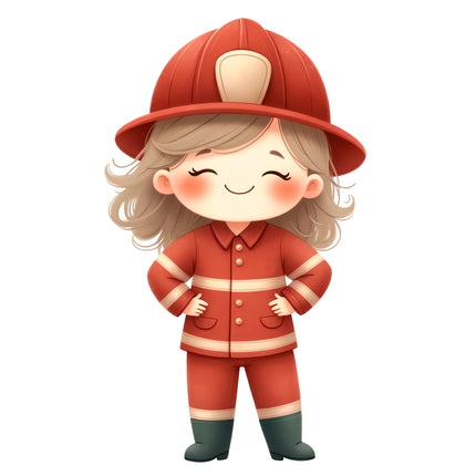 Firefighter Girl 100% Cotton Fabric Panel Block R29600