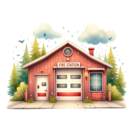 Fire Station 100% Cotton Fabric Panel Block R30200