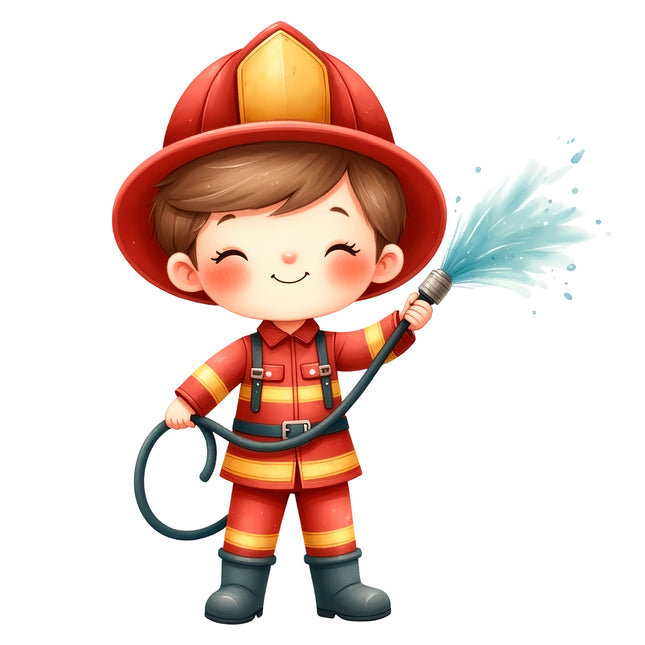Firefighter Child 100% Cotton Fabric Panel Block R30400
