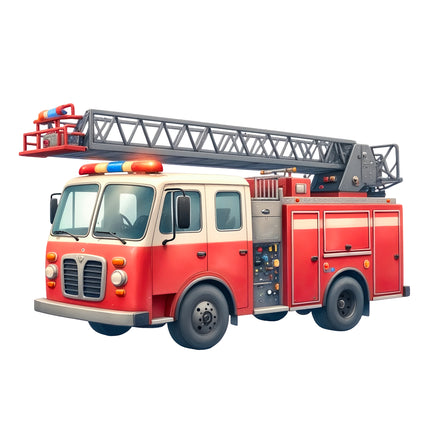 Fire Truck 100% Cotton Fabric Panel Block R31100