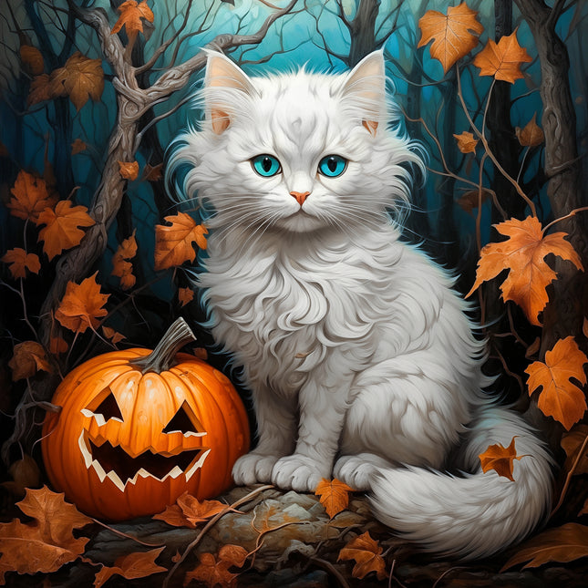 Halloween Cat 100% Cotton Fabric Panel Block R409