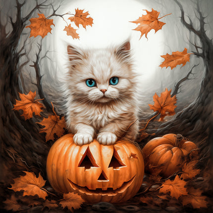 Halloween Cat 100% Cotton Fabric Panel Block R410