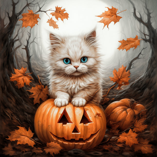 Halloween Cat 100% Cotton Fabric Panel Block R410