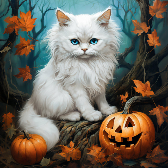 Halloween Cat 100% Cotton Fabric Panel Block R411