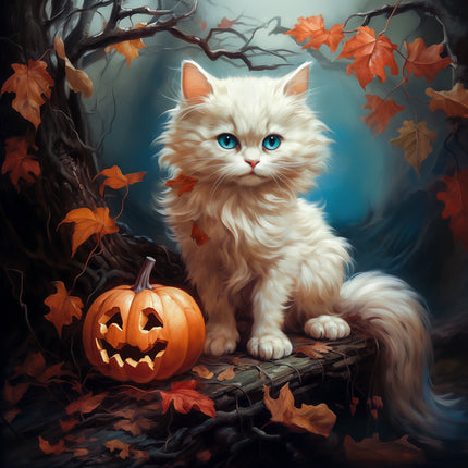 Halloween Cat 100% Cotton Fabric Panel Block R412