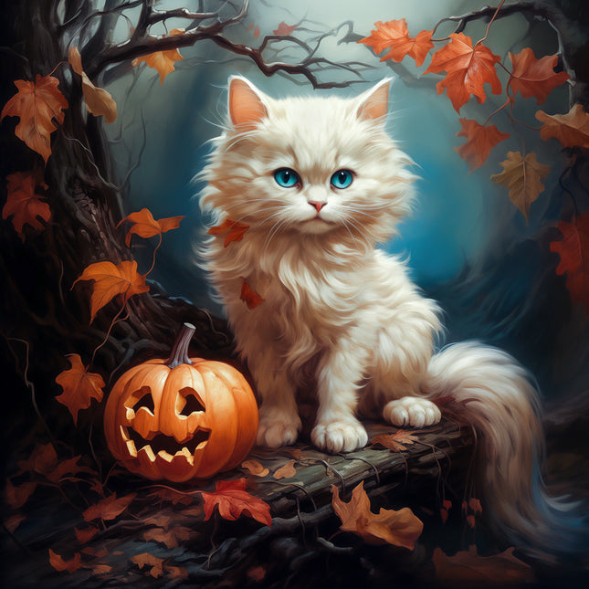 Halloween Cat 100% Cotton Fabric Panel Block R412