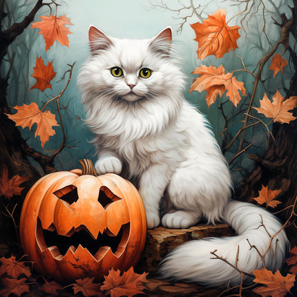 Halloween Cat 100% Cotton Fabric Panel Block R413