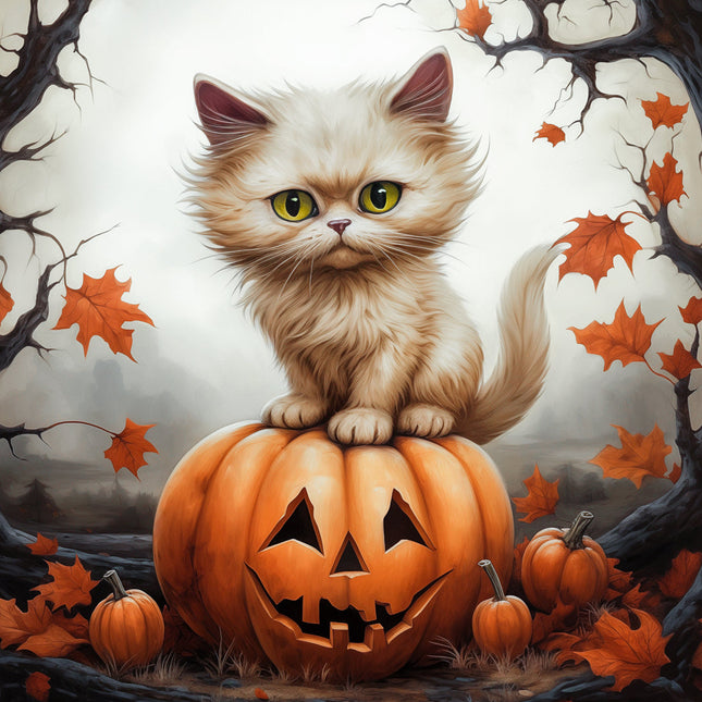 Halloween Cat 100% Cotton Fabric Panel Block R414