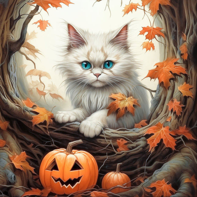 Halloween Cat 100% Cotton Fabric Panel Block R416