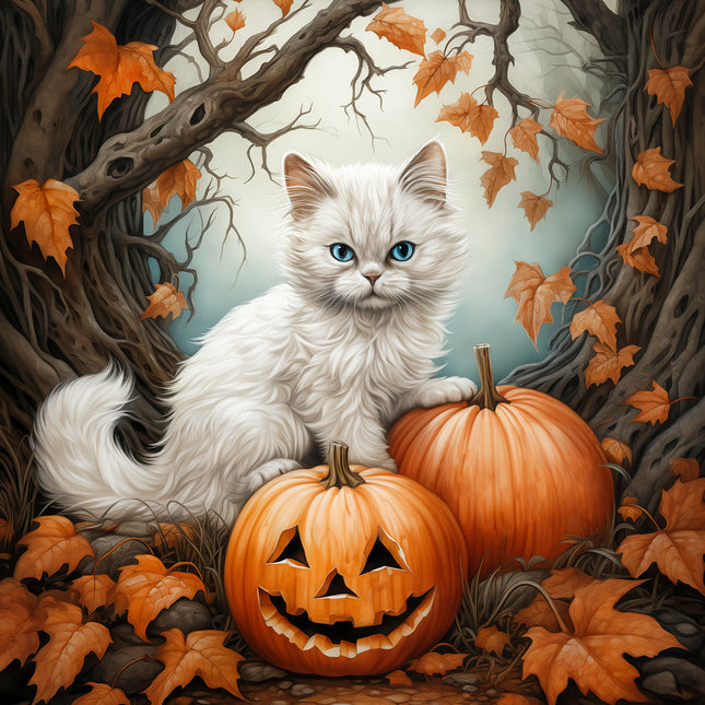 Halloween Cat 100% Cotton Fabric Panel Block R418